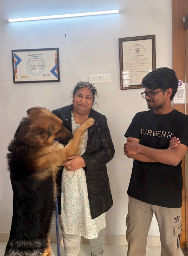 Dr. Snehalata Maheshwari and Tommy — PhD certificate from Agra University